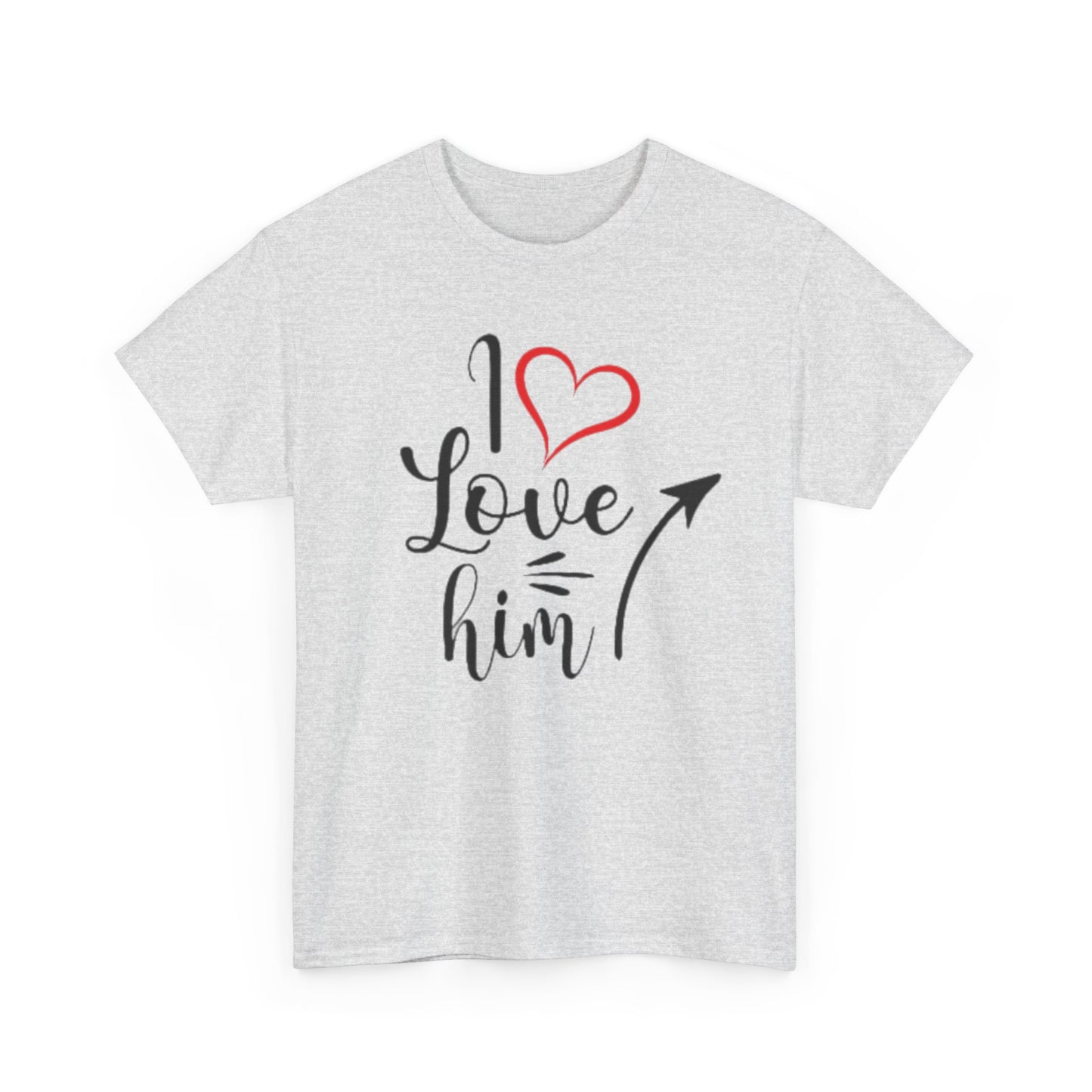 I LOVE HIM/ I LOVE HER In Black Couples Tshirt 1 - Couples Fashion Wear