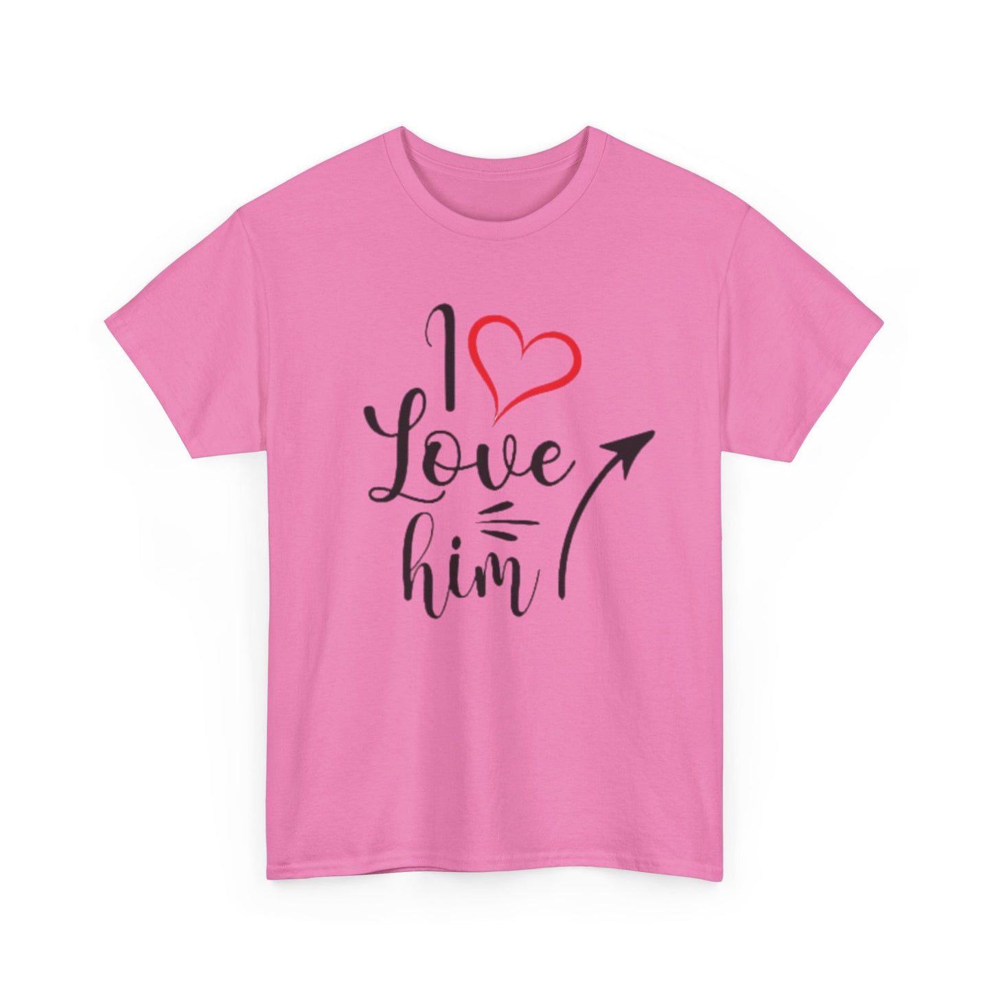 I LOVE HIM/I LOVE HER Couples Tshirt 1 IN BLACK