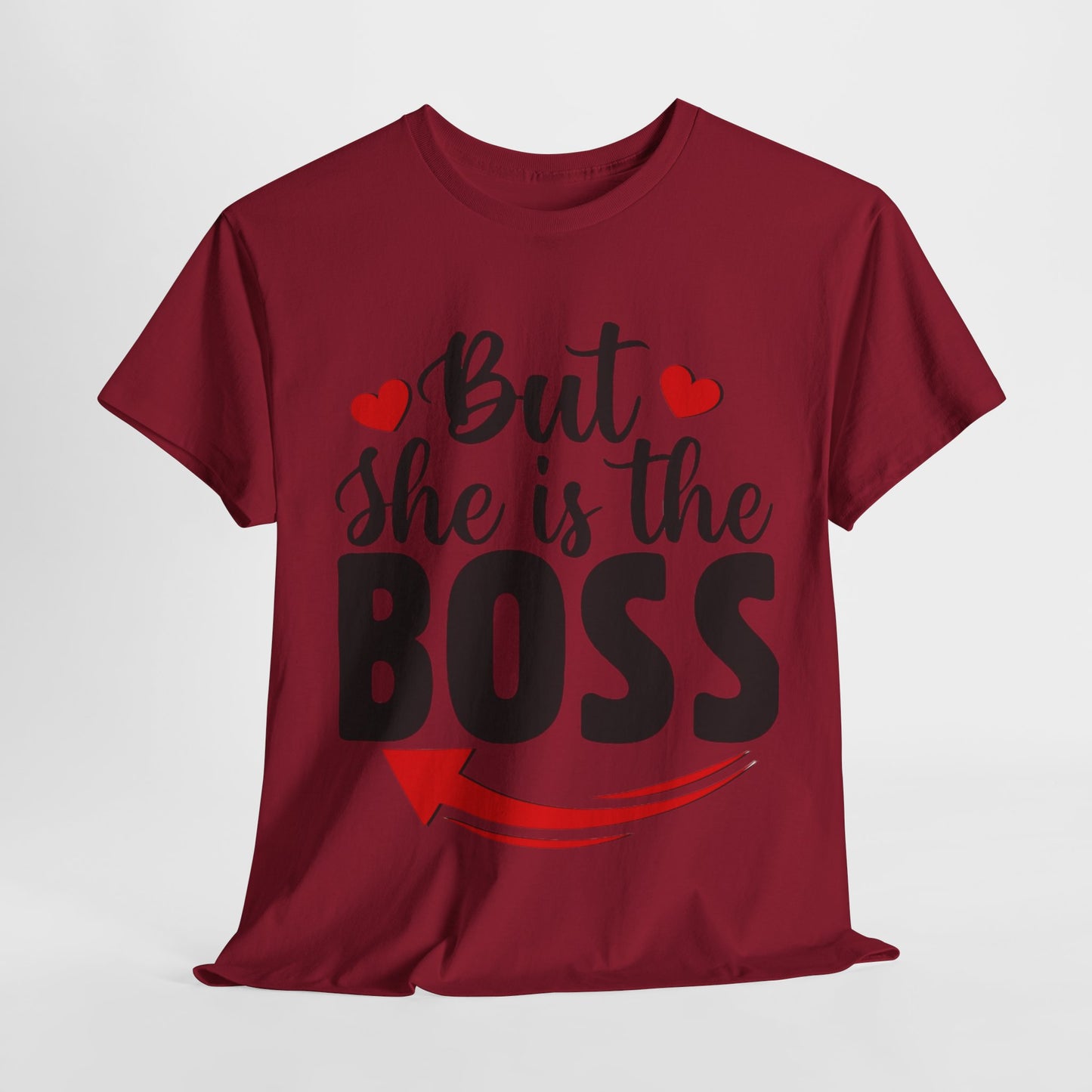 HE IS THE MAN/BUT SHE IS THE BOSS Couples Tshirt 2