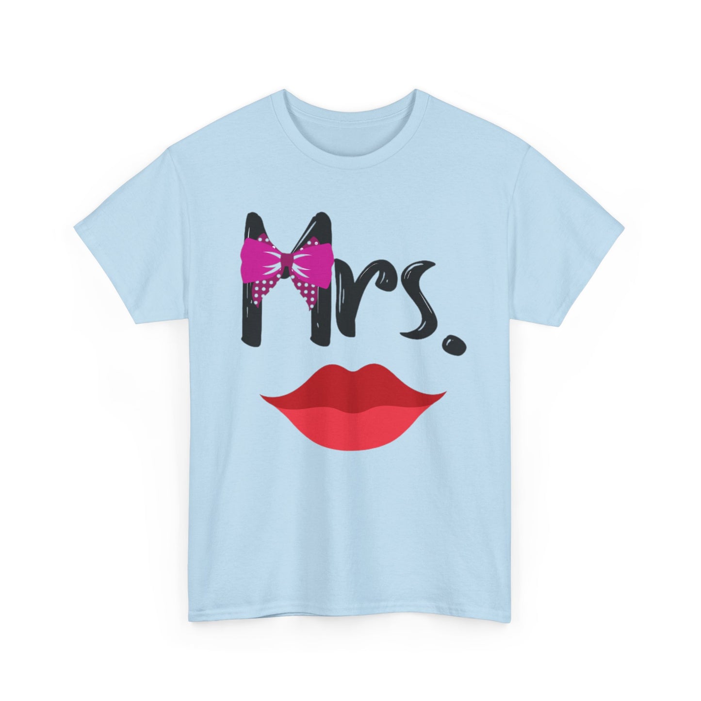 MR MUSTACHE w/ BOWTIE/MRS w/ LIPS Couples Tshirt 2 - Couples Fashion Wear