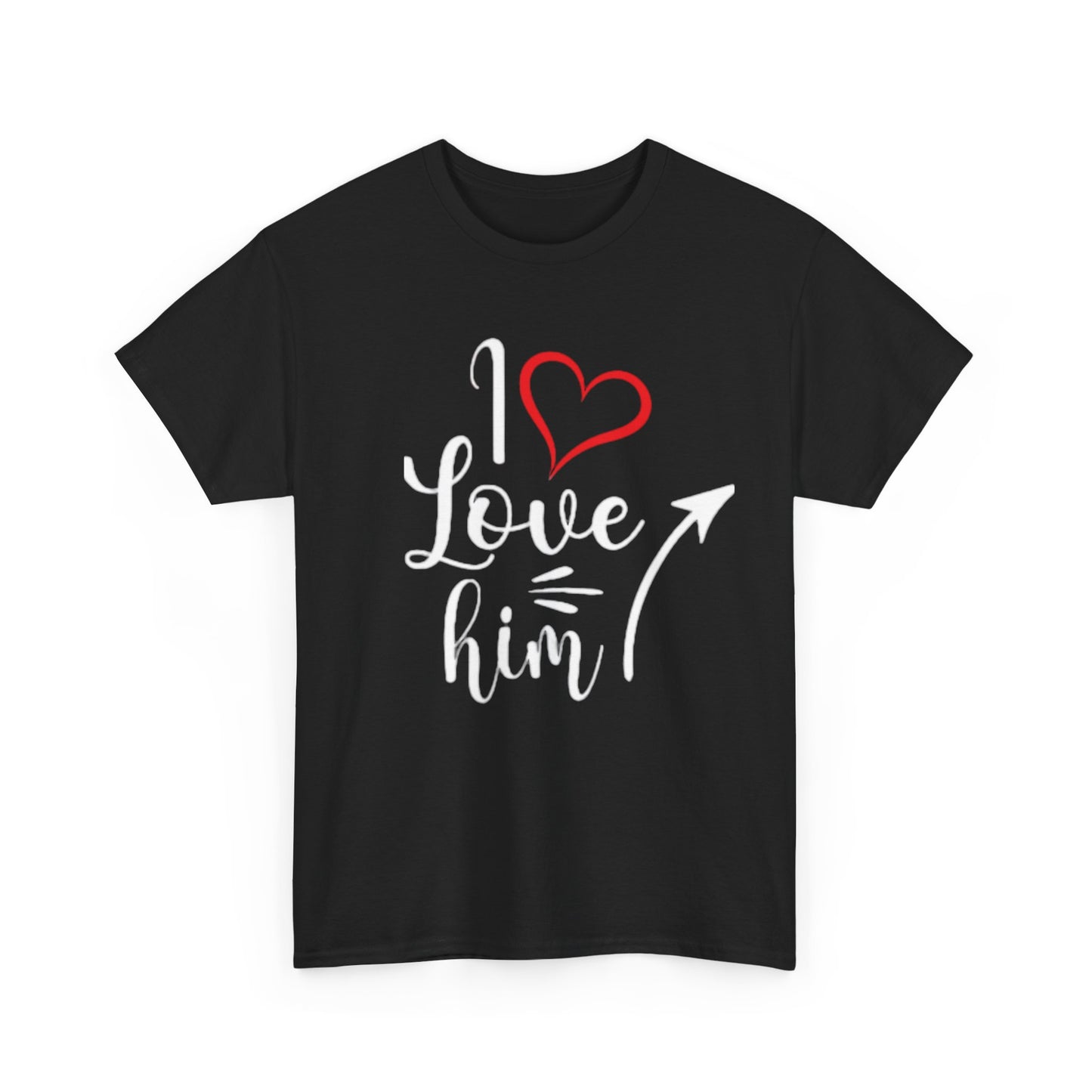 I LOVE HIM/ I LOVE HER In White Couples Tshirt 1 - Couples Fashion Wear