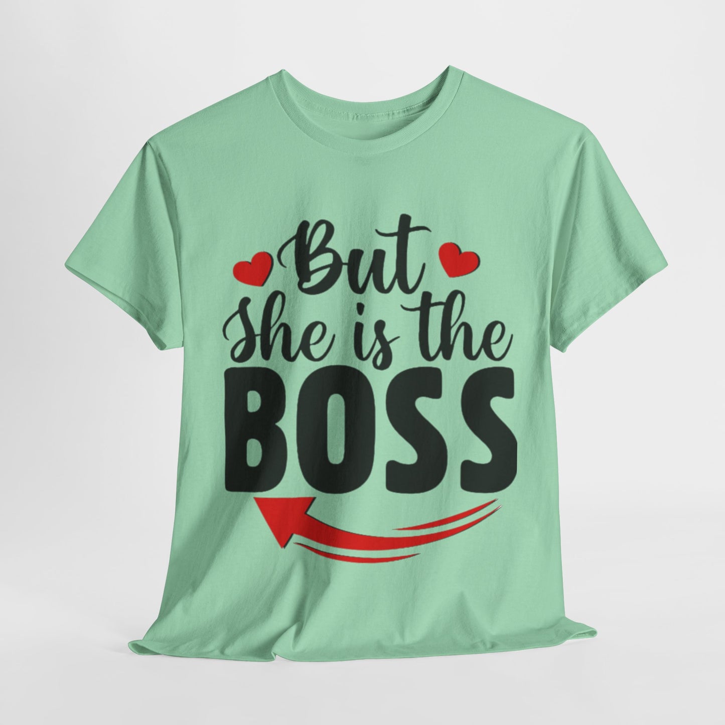 HE IS THE MAN/BUT SHE IS THE BOSS Couples Tshirt 2