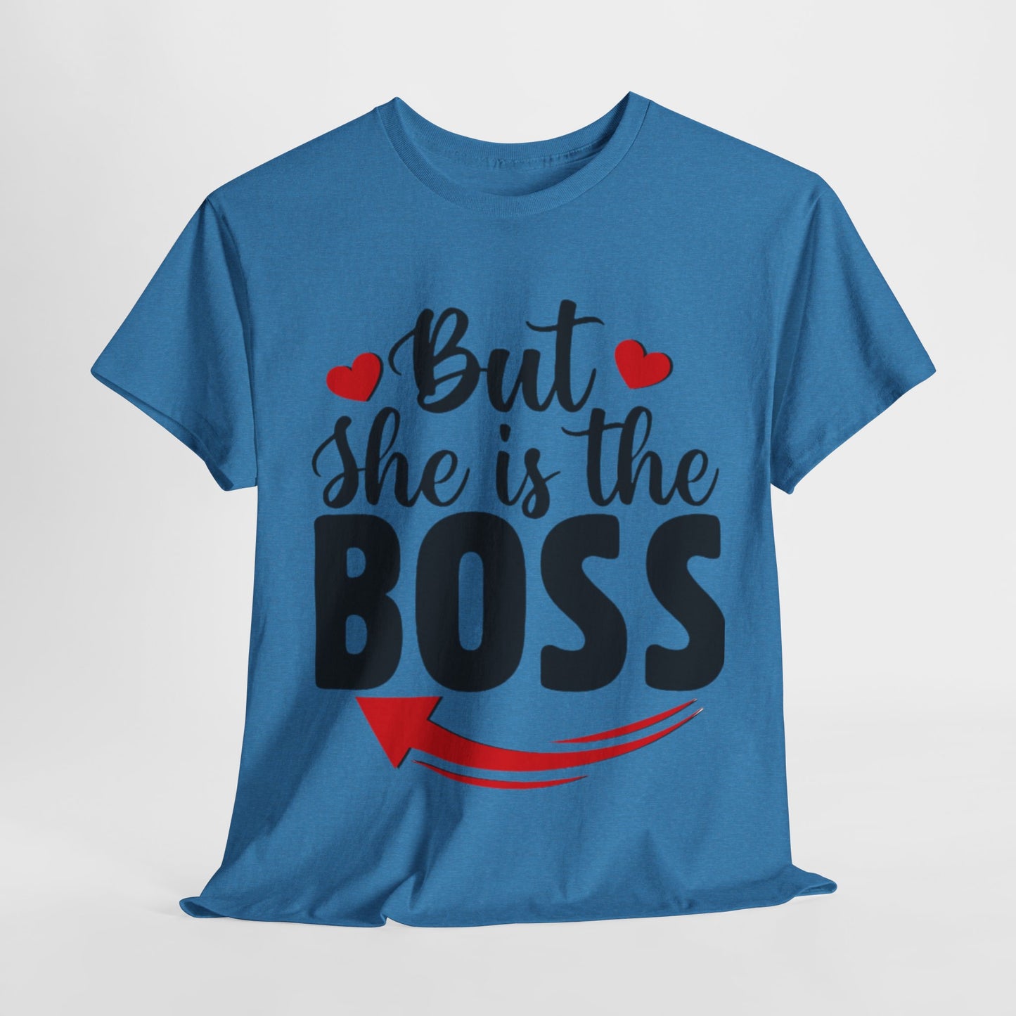 HE IS THE MAN/BUT SHE IS THE BOSS Couples Tshirt 2