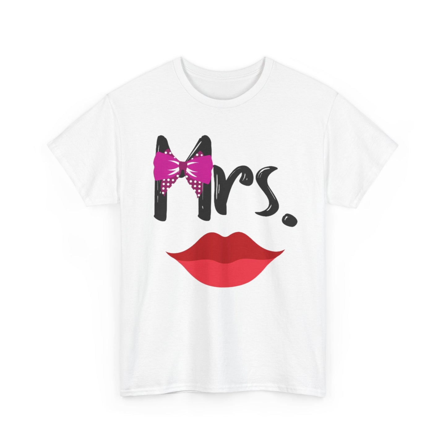 MR MUSTACHE w/ BOWTIE/MRS w/ LIPS Couples Tshirt 2 - Couples Fashion Wear