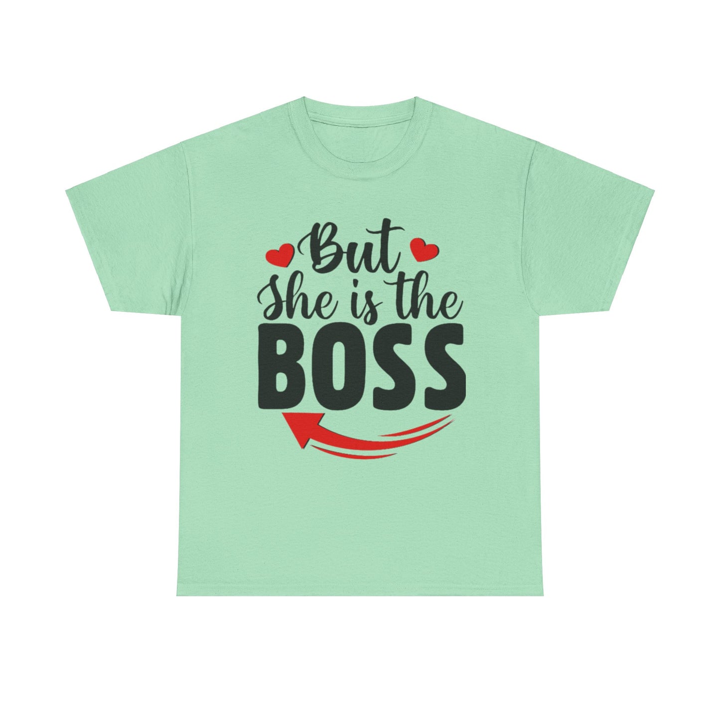 HE IS THE MAN/BUT SHE IS THE BOSS Couples Tshirt 2