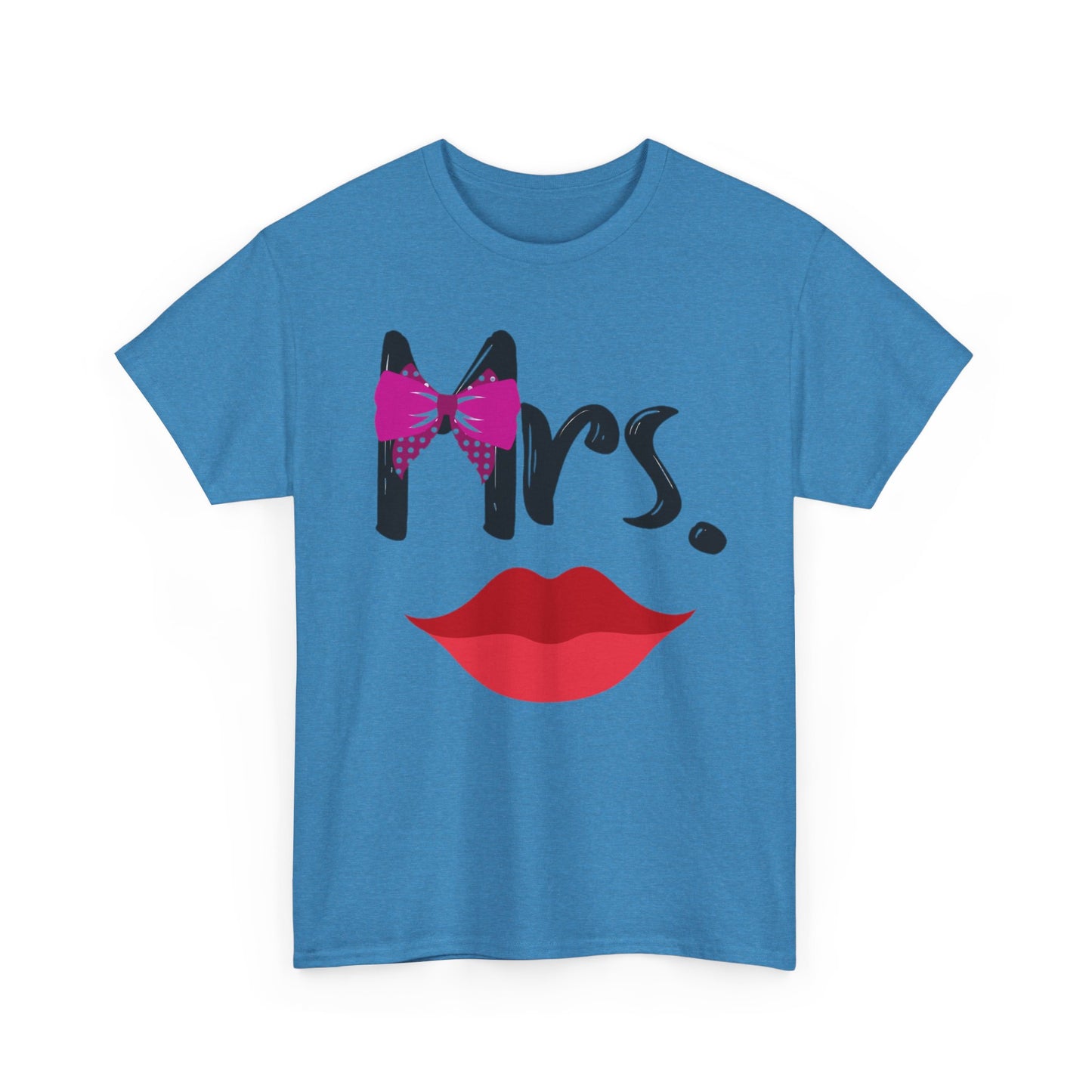 MR MUSTACHE w/ BOWTIE/MRS w/ LIPS Couples Tshirt 2 - Couples Fashion Wear