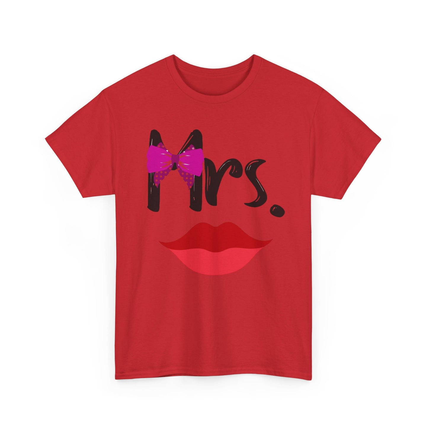 MR MUSTACHE w/ BOWTIE/MRS w/ LIPS Couples Tshirt 2 - Couples Fashion Wear