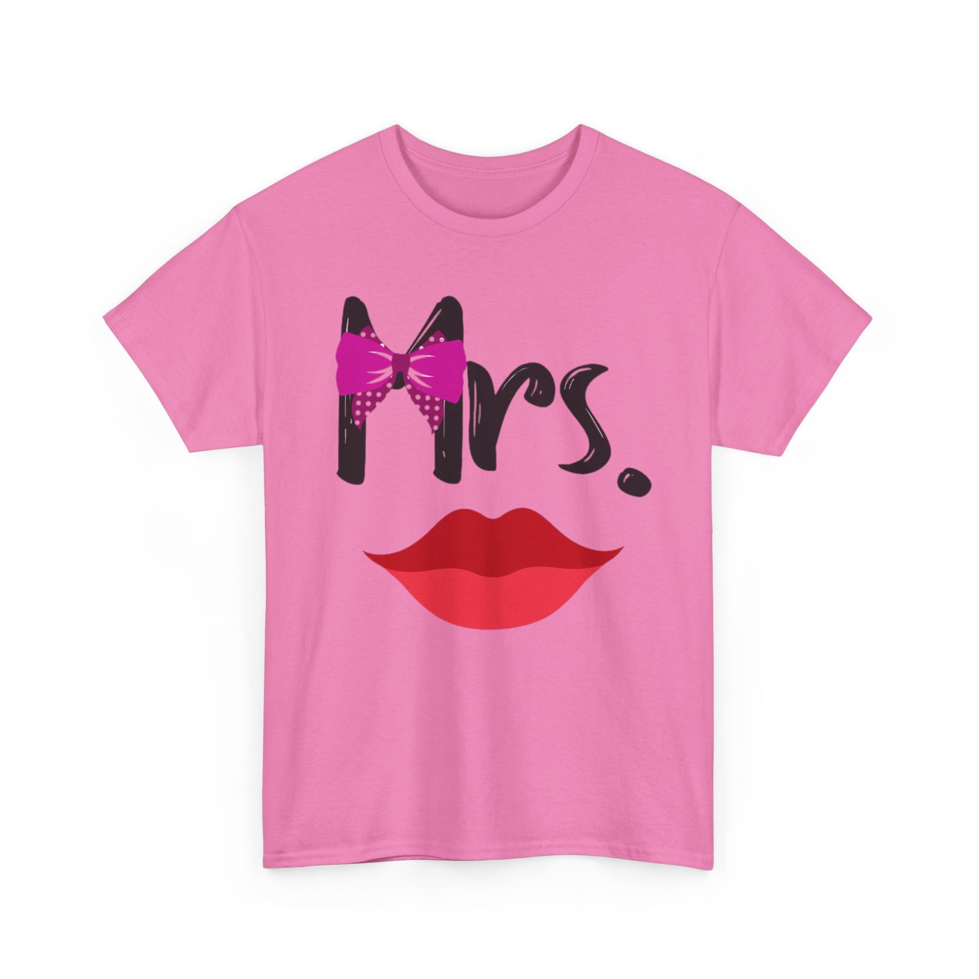 MR MUSTACHE w/ BOWTIE/MRS w/ LIPS Couples Tshirt 2 - Couples Fashion Wear