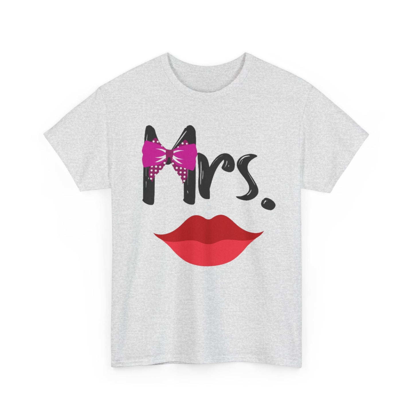 MR MUSTACHE w/ BOWTIE/MRS w/ LIPS Couples Tshirt 2 - Couples Fashion Wear