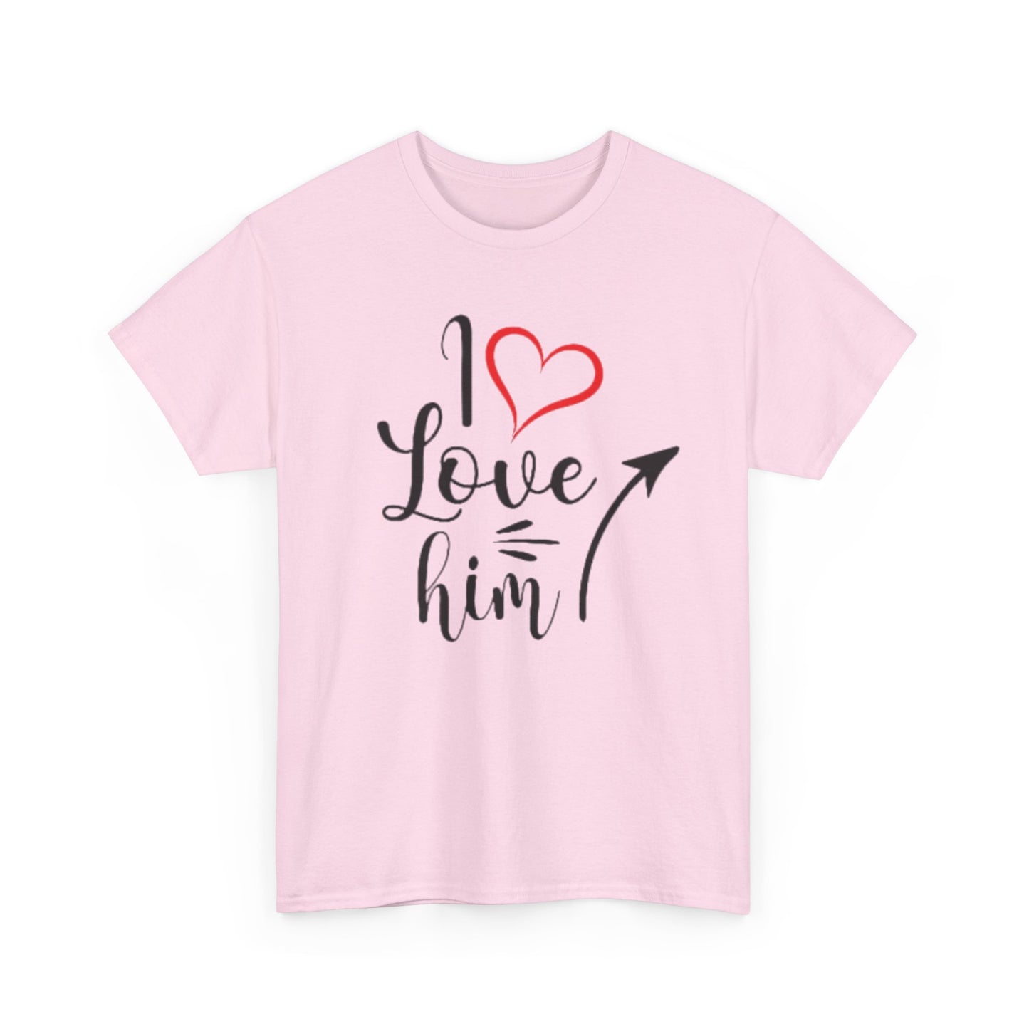 I LOVE HIM/ I LOVE HER In Black Couples Tshirt 1 - Couples Fashion Wear