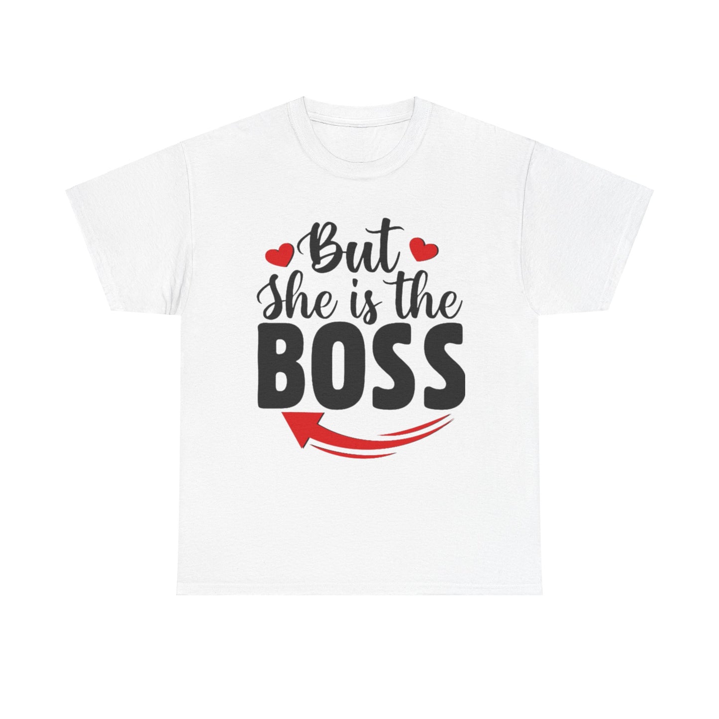 HE IS THE MAN/BUT SHE IS THE BOSS Couples Tshirt 2