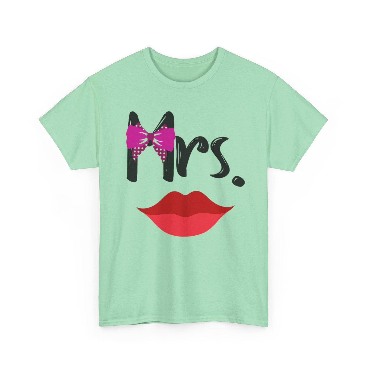 MR MUSTACHE w/ BOWTIE/MRS w/ LIPS Couples Tshirt 2 - Couples Fashion Wear