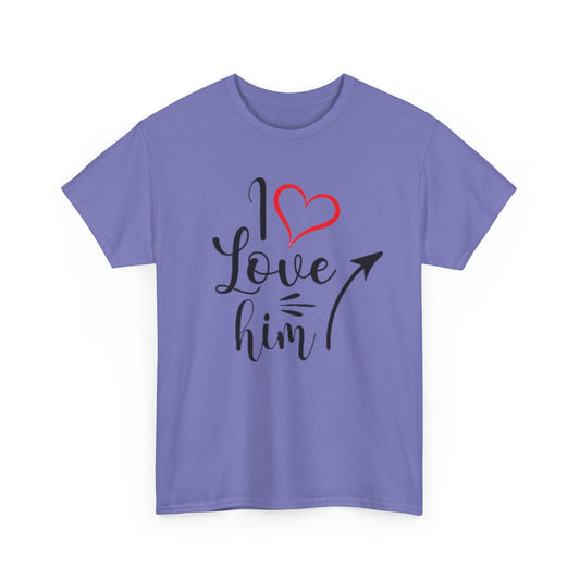 I LOVE HIM/ I LOVE HER In Black Couples Tshirt 1 - Couples Fashion Wear