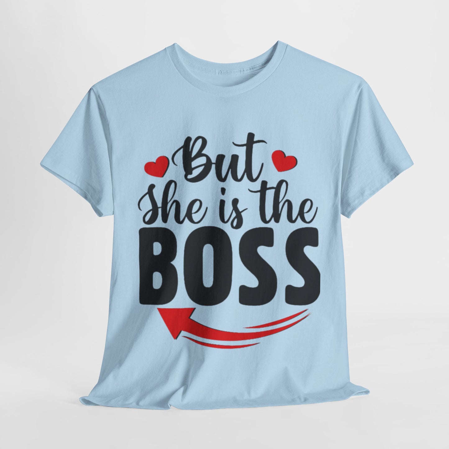 HE IS THE MAN/BUT SHE IS THE BOSS Couples Tshirt 2